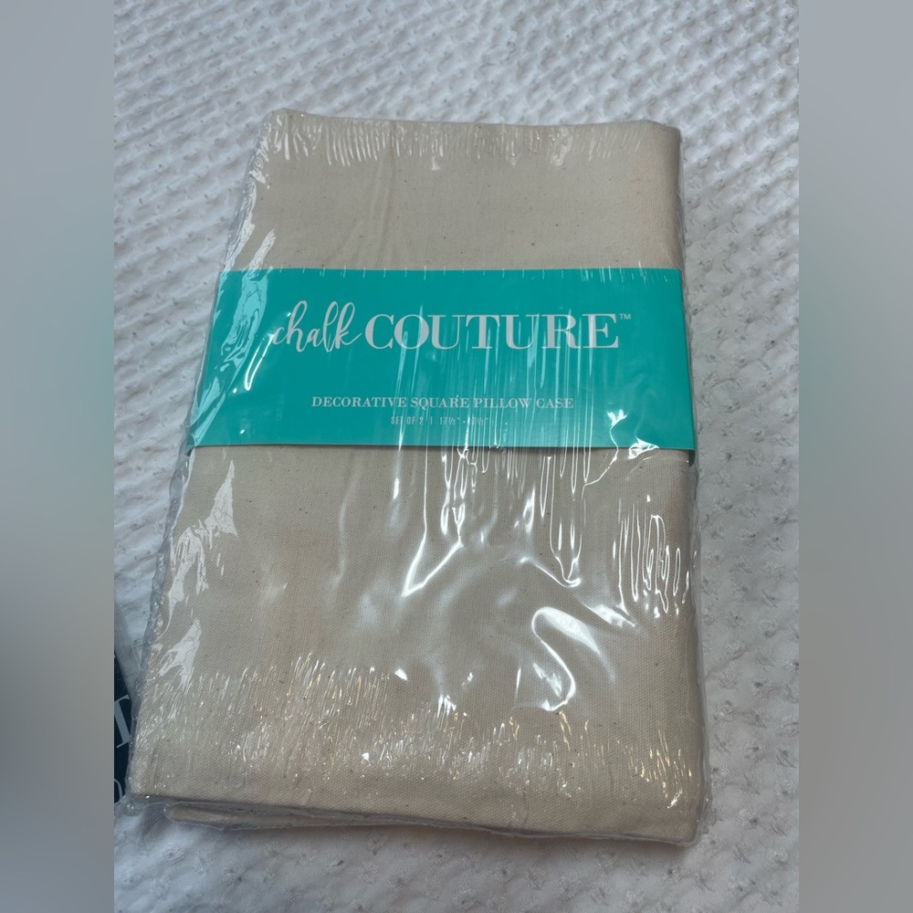 NIP Chalk Couture 17.5"X17.5" Cotton Canvas DECORATIVE SQUARE PILLOW CASE, 2-PK